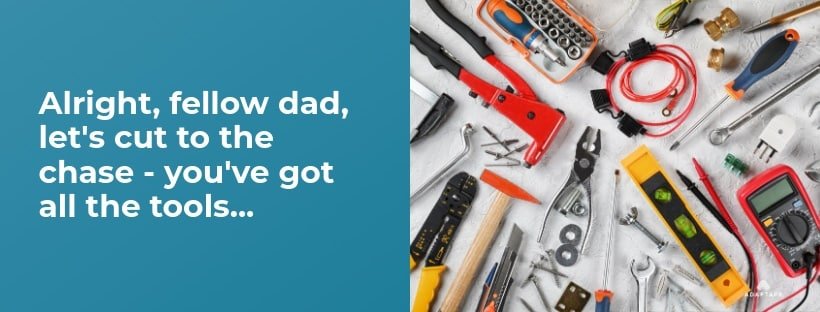 Supplement Stacking Guide: From Dad Bod to Dad God (Without the Hassle) 4 Typical tools laid out on table on display. Image represents you have all the tools for success. Supplement Stacking Guide article by Adatpafy.