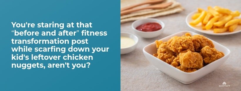Supplement Stacking Guide: From Dad Bod to Dad God (Without the Hassle) 1 Chicken Nuggets and Fries on a table. Hey there, fellow dad! Let me guess - you're staring at that "before and after" fitness transformation post while scarfing down your kid's leftover chicken nuggets, aren't you? Supplement Stacking Guide article by Adaptafy
