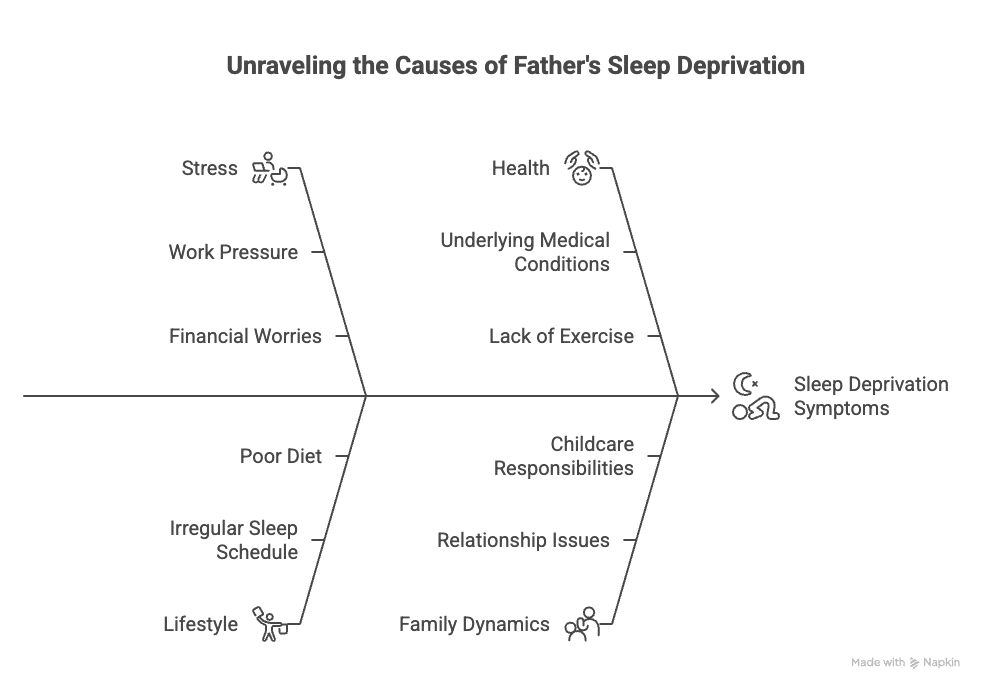 Diagram for busy fathers: spot red flags of burnout and discover a sleep recovery system that actually works to restore energy and balance.